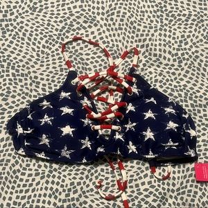 NWT Patriotic American flag bikini top size small